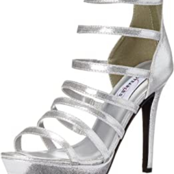 New Silver Platform Stiletto High Heel Sandals - Picture 4 of 5